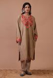 Beige Woolen Ari Embroidered Phiran- Free Size