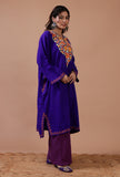 Blue Woolen Ari Embroidered Phiran- Free Size