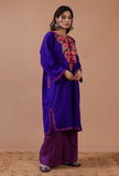 Blue Woolen Ari Embroidered Phiran- Free Size