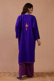 Blue Woolen Ari Embroidered Phiran- Free Size