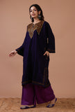 Navy Blue Woolen Sozni Embroidered Phiran- Free Size