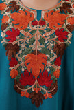 Teal Blue Woolen Ari Embroidered Phiran- Free Size