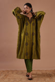 Sage Green Woolen Sozni Embroidered Phiran- Free Size