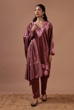 Rosy Finch Velvet Ari Embroidered Kurta, Pant And Dupatta Set- Free Size