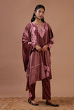 Rosy Finch Velvet Ari Embroidered Kurta, Pant And Dupatta Set- Free Size