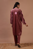 Rosy Finch Velvet Ari Embroidered Kurta, Pant And Dupatta Set- Free Size