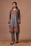 Grey Velvet Ari Embroidered Kurta & Pant Set- Free Size