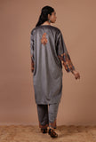 Grey Velvet Ari Embroidered Kurta & Pant Set- Free Size