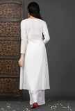 Side Dori White Soya Cotton Kurta