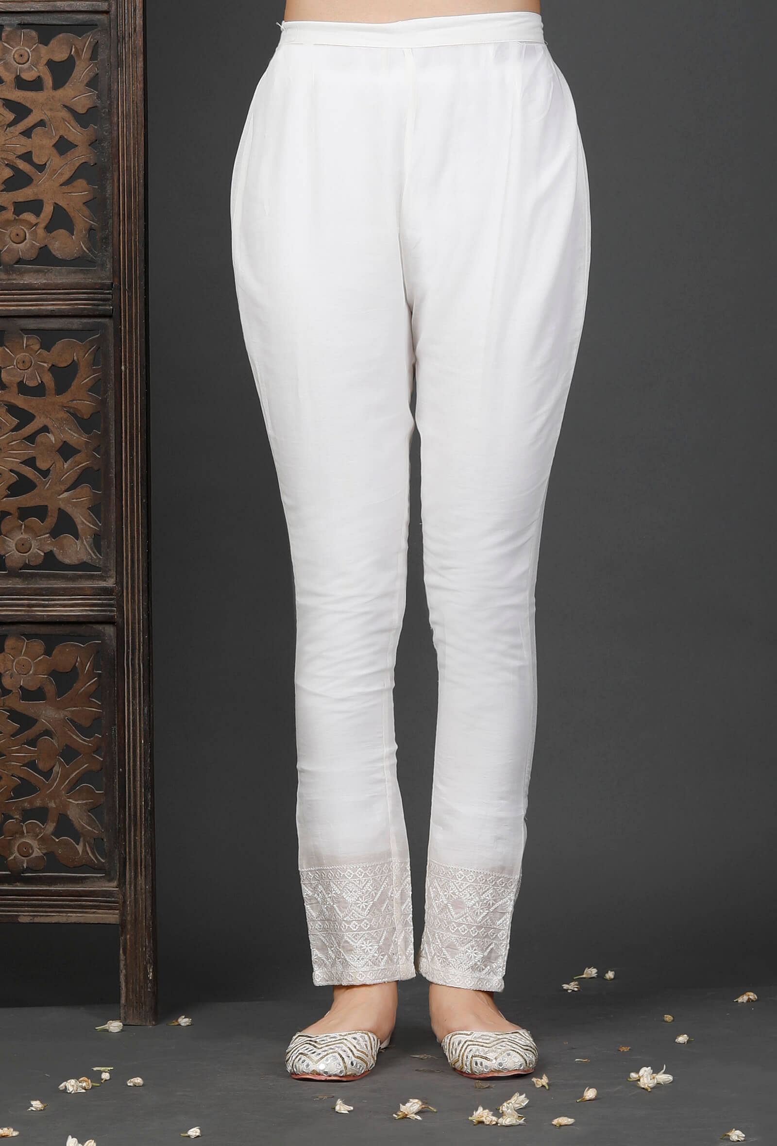 Buy White Ankle Length Pant Cotton Samray for Best Price Reviews Free  Shipping