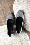 Grey & Black Ikat Block Heels Cruelty Free Leather Ballerinas