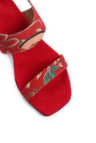 Scarlet Red Kalamkari Tie Up Heels