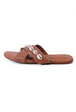 Brown Cowry Shell Strap Sliders
