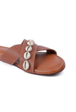 Brown Cowry Shell Strap Sliders