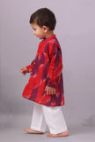 Red Ikat Kurta Shirt