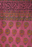 Set of 3: Raisa Pink Floral Hand-Block Printed Kota Anarkali with Plain Cotton Chooridar and Floral Hand-Block Printed Kota Dupatta