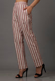 Red and White Stripes Pure Woven Cotton Pants