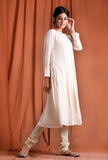 Off White Golden Anarkali Kurti