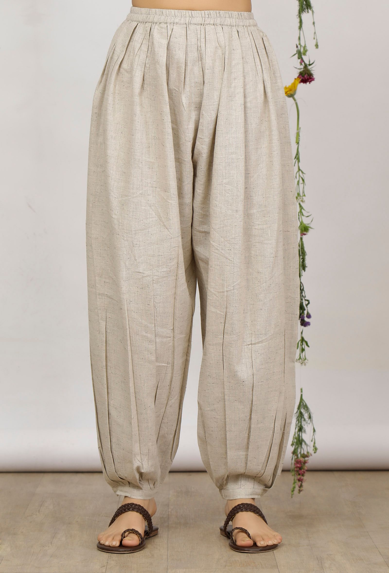 Buy Viku Womens Cotton Harem Pants Free Size Brown Cream at Amazonin