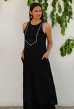 Black Jamdani Mulmul Cotton Straight Long Kurta