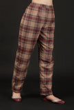 Chestnut Brown Woven Tartan Checks Woolen Straight Pants