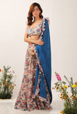 Bella Blue Organza Dupatta With Ruffle Details