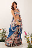 Bella Blue Organza Dupatta With Ruffle Details