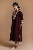 Maroon Oak Aari Embroidered Kashmiri Phiran-Free Size