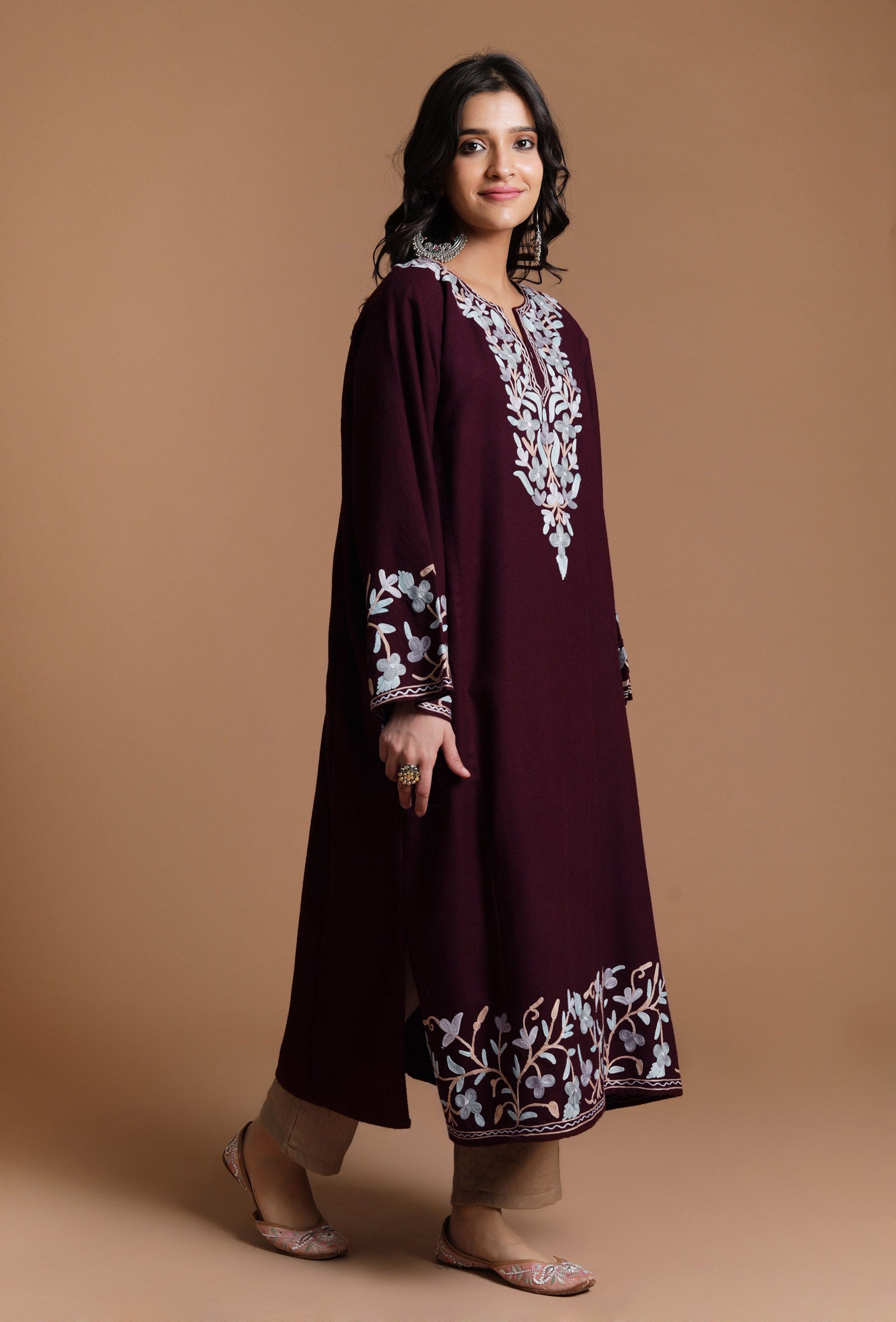 Gondola Aari Embroidered Kashmiri Phiran Free Size TJORI