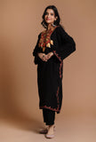 Black Magic Aari Embroidered Kashmiri Phiran-Free Size