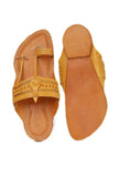 Samaksh Beige Pure Leather Kolhapuri Flats